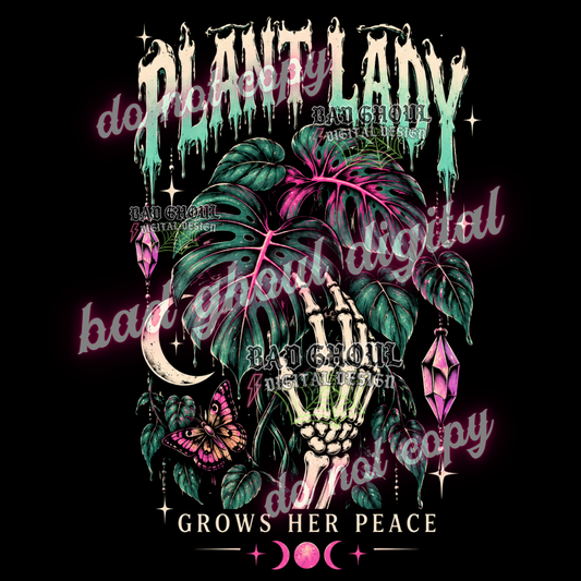 Plant Lady grows her peace| PNG DOWNLOAD BLACK FAB ONLY
