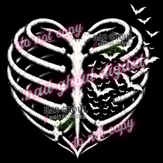 Ribcage Bats | PNG DOWNLOAD | BLACK FAB ONLY