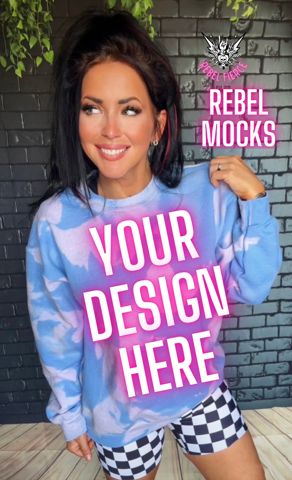 Acid Wash Carolina Blue Crewneck Sweatshirt Model IRL Mock Up TRENDY Clean Vibes