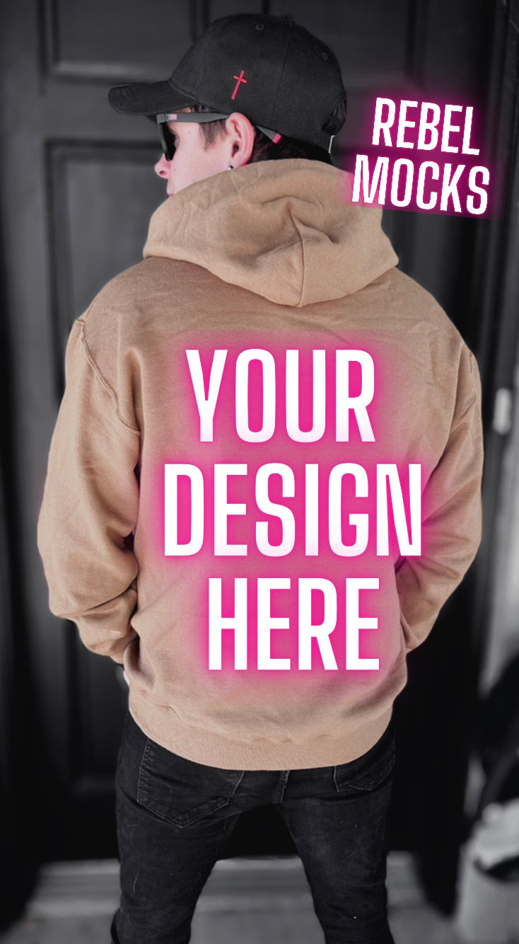 Mens Alt Style Pecan Hoodie Model Mock Up