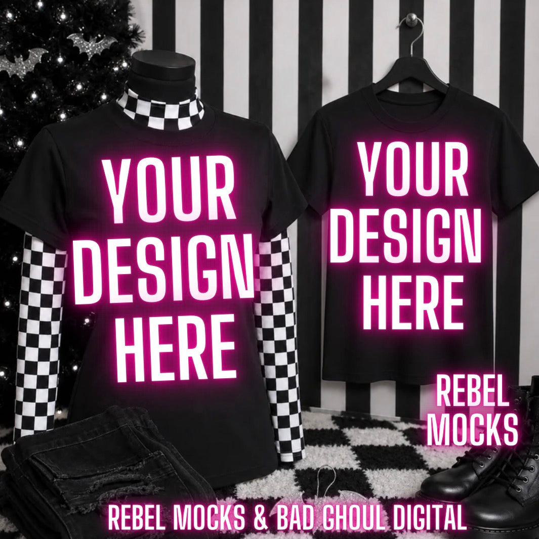 Black Tee|Edgy Holiday Alternative Mock Up