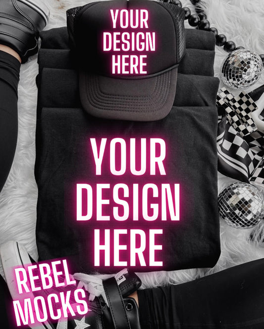 Black Alt Emo Grunge Goth Spooky Flat Lay Trending Mock Up