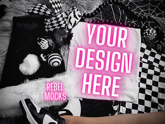 Creepmas White Tee Edgy Flat Lay Mock UP