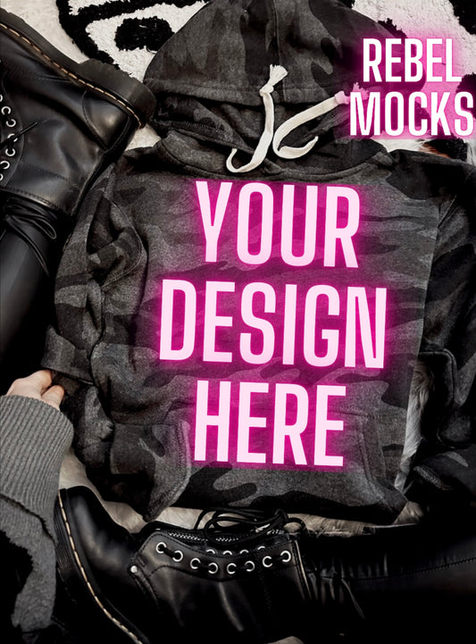 J America Black Camo Hoodie Sweatshirt Trendy Mock Up