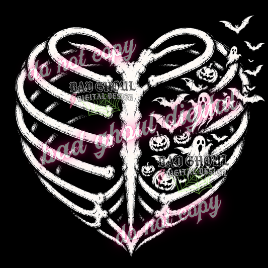 Ribcage Halloween | PNG DOWNLOAD | BLACK FAB ONLY