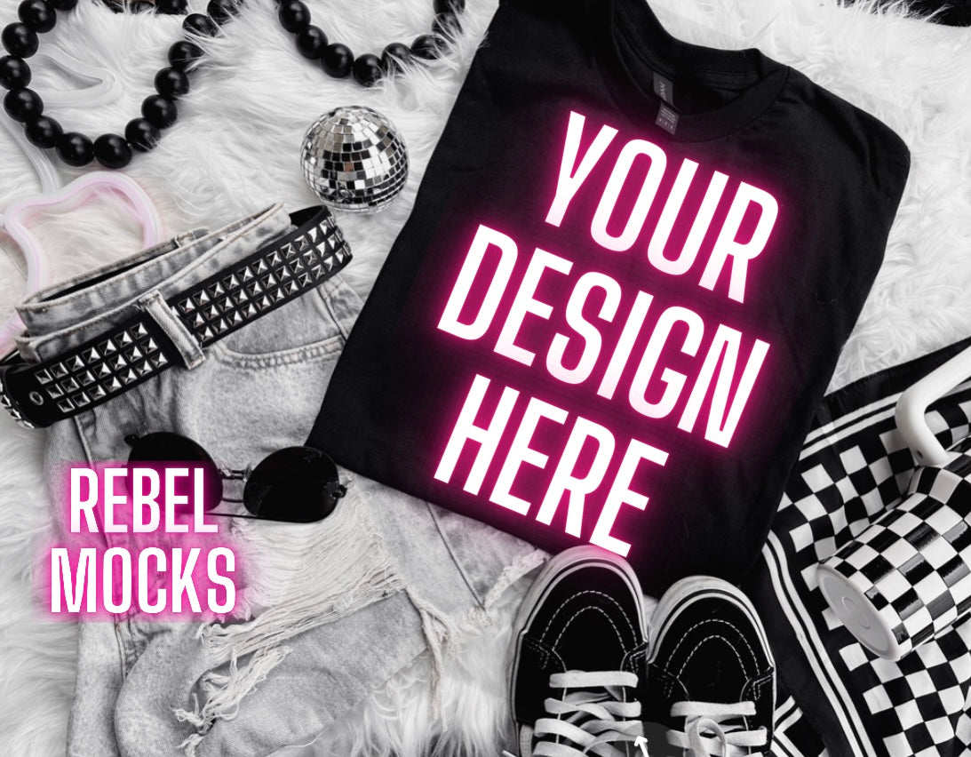 Black Alt Emo Grunge Goth Spooky Flat Lay Trending Mock Up