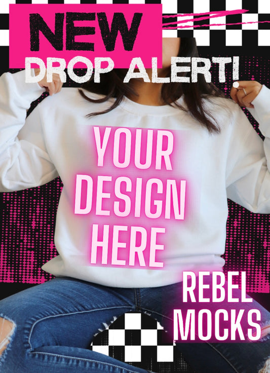 White Sweatshirt Model Mock Up TRENDING