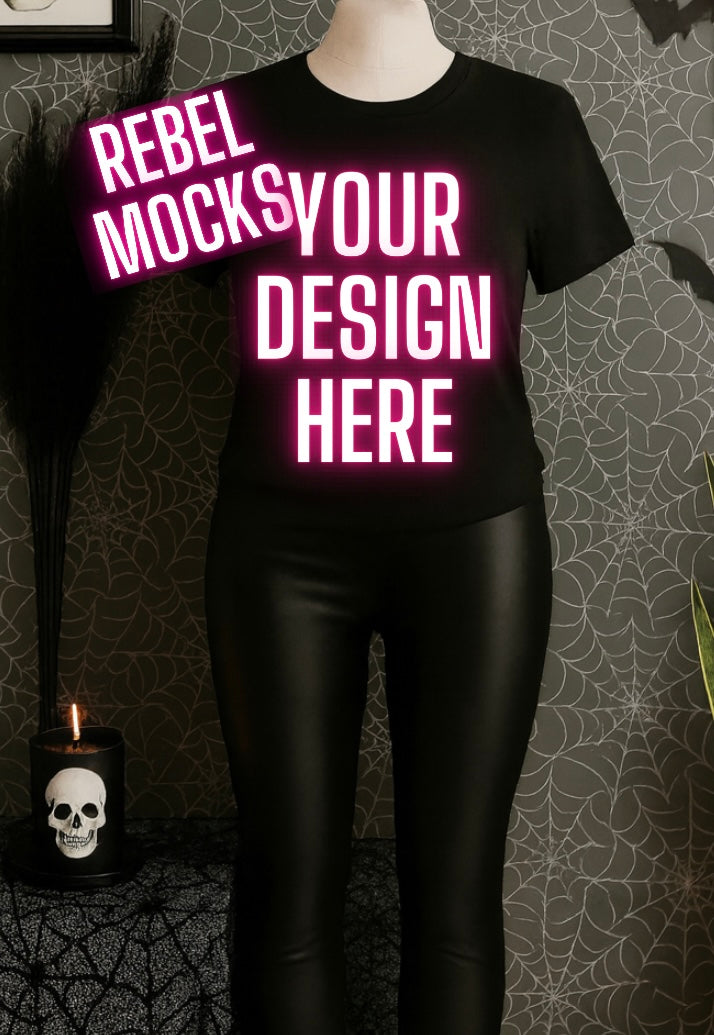 Black Tee Goth Edgy Alternative Mock  Up