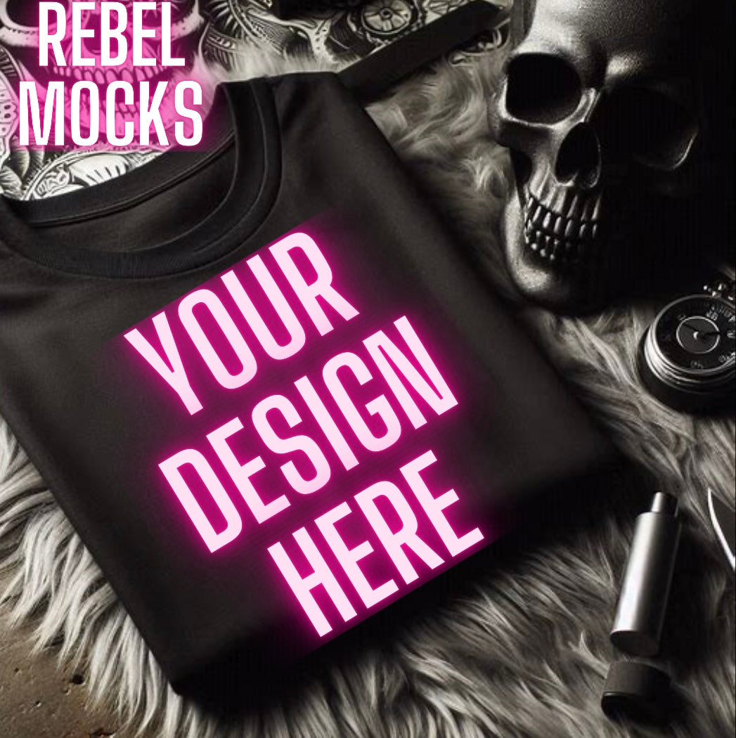 Black Tee Alternative Flat Lay Mock Up