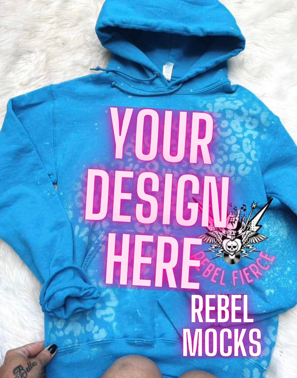 Leopard Blue Acid Wash Hoodie Sweatshirt