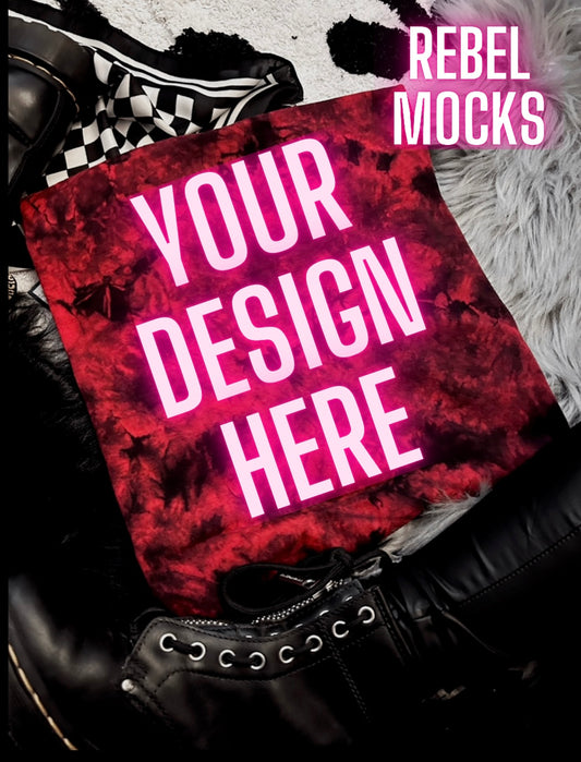 Alternative Vibes red and black crystal dye tee Trendy Mock Up