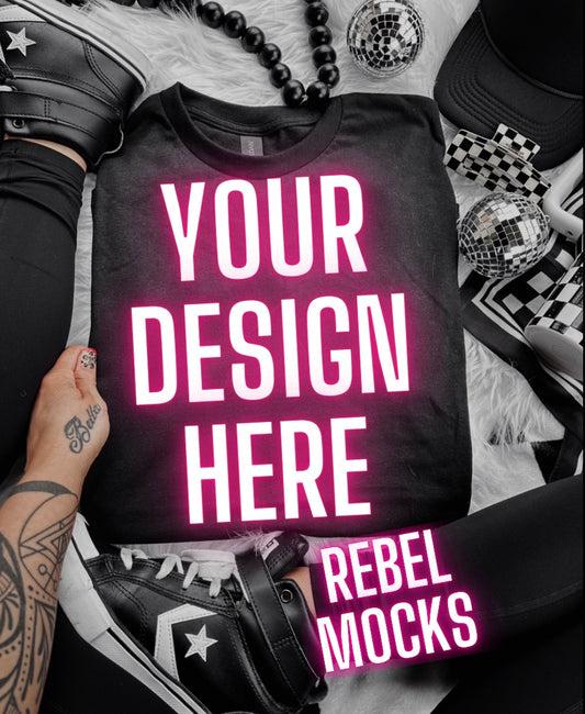 Black Alt Emo Grunge Goth Spooky Flat Lay Trending Mock Up