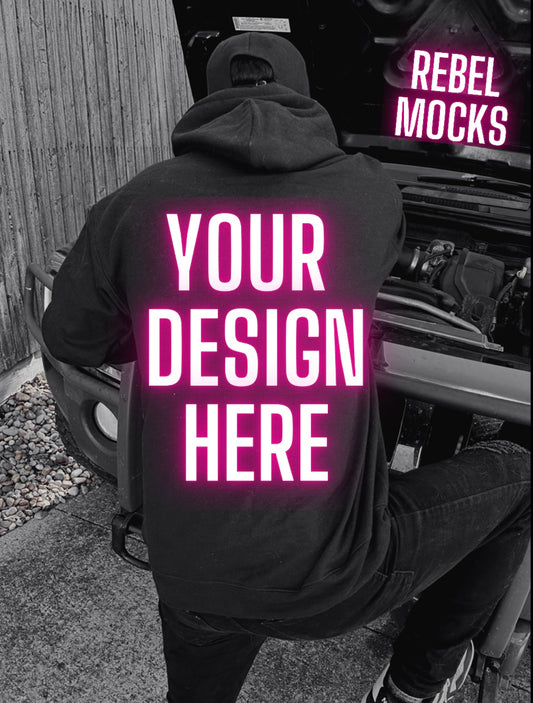 Mens Alt Style Black Hoodie Model Mock Up