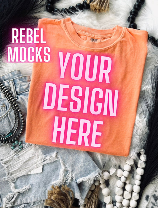 VIBIN Comfort Colors Melon Flat Lay Mock UP