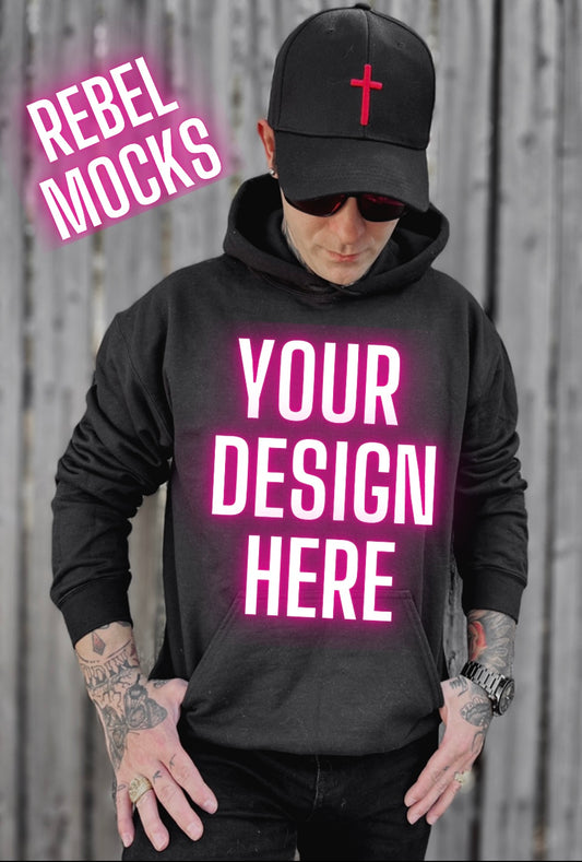 Mens Alt Style Black Hoodie Model Mock Up