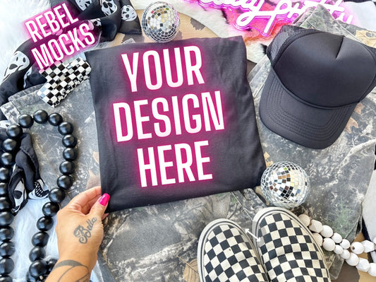 Black Flat Lay Trending Mock Up Flat Lay