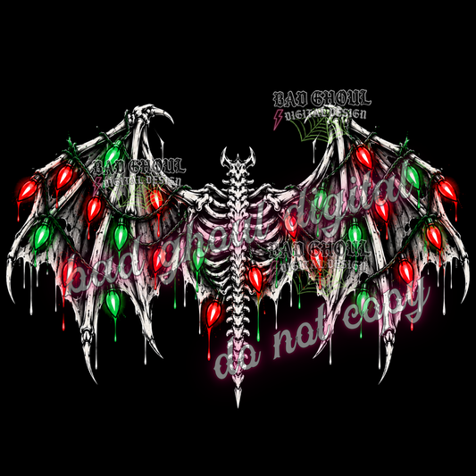 Christmas Skeleton Bat | PNG DOWNLOAD BLACK FAB ONLY