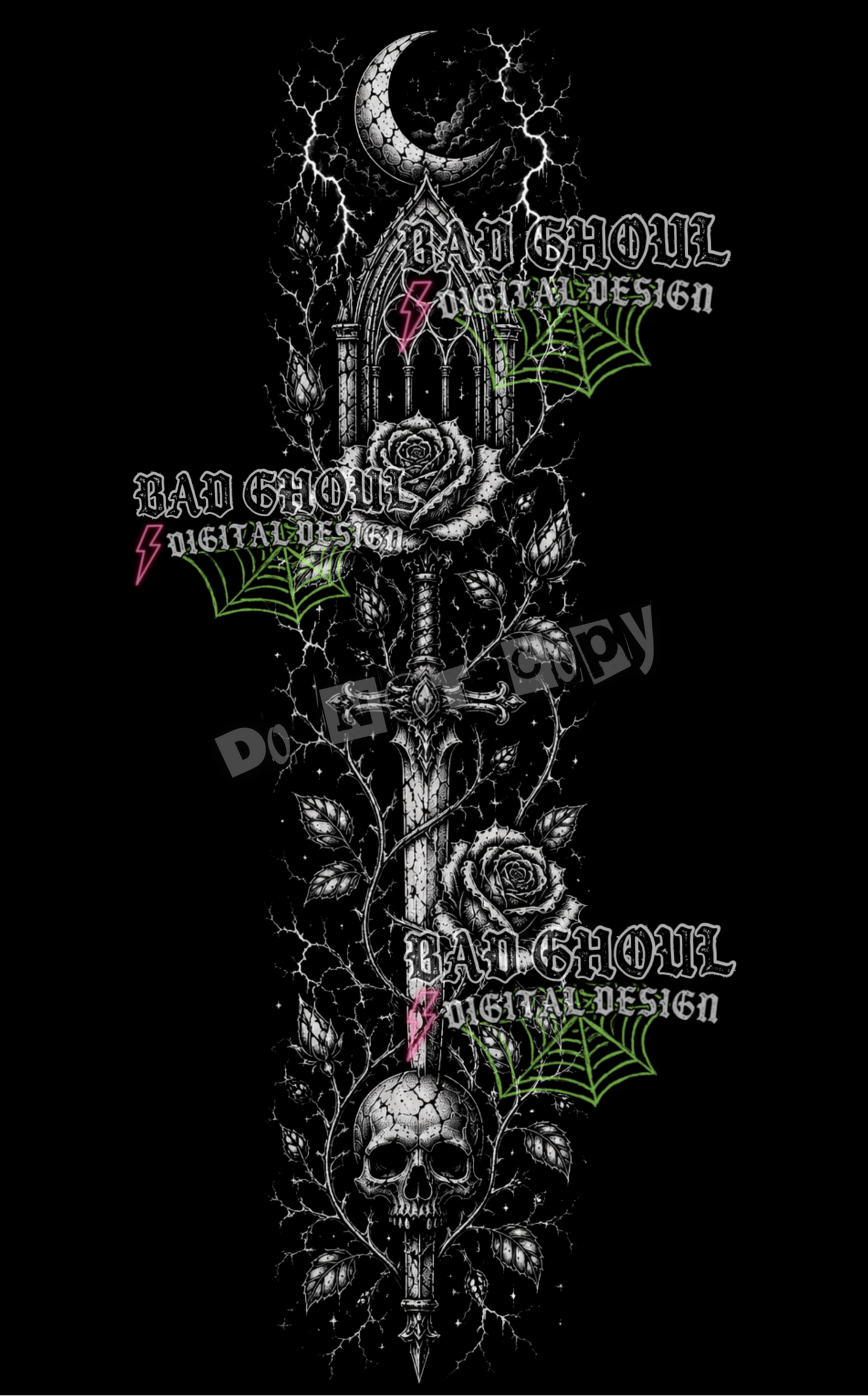 Sleeve Gothic Dagger | PNG DOWNLOAD | Black Fabric Only