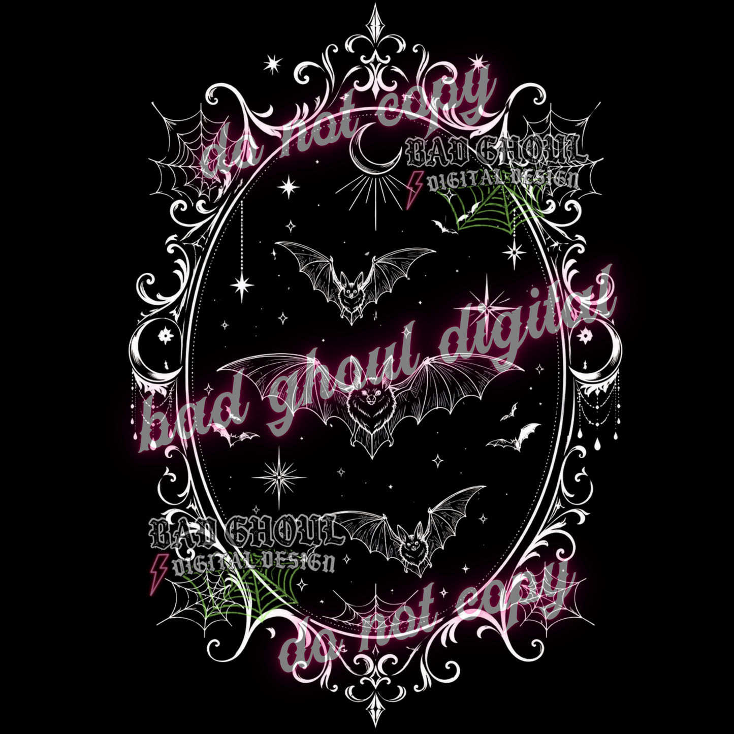 Bats - Gothic Frame | PNG DOWNLOAD | BLACK FAB ONLY