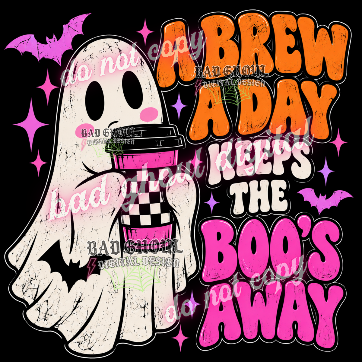 A brew a day keeps the boo's away | PNG DOWNLOAD BLACK FAB ONLY