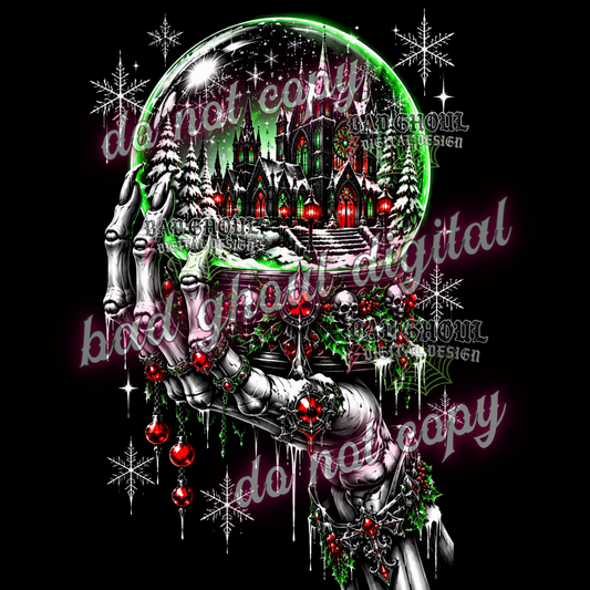 Dark Christmas Snowglobe | PNG DOWNLOAD BLACK FAB ONLY