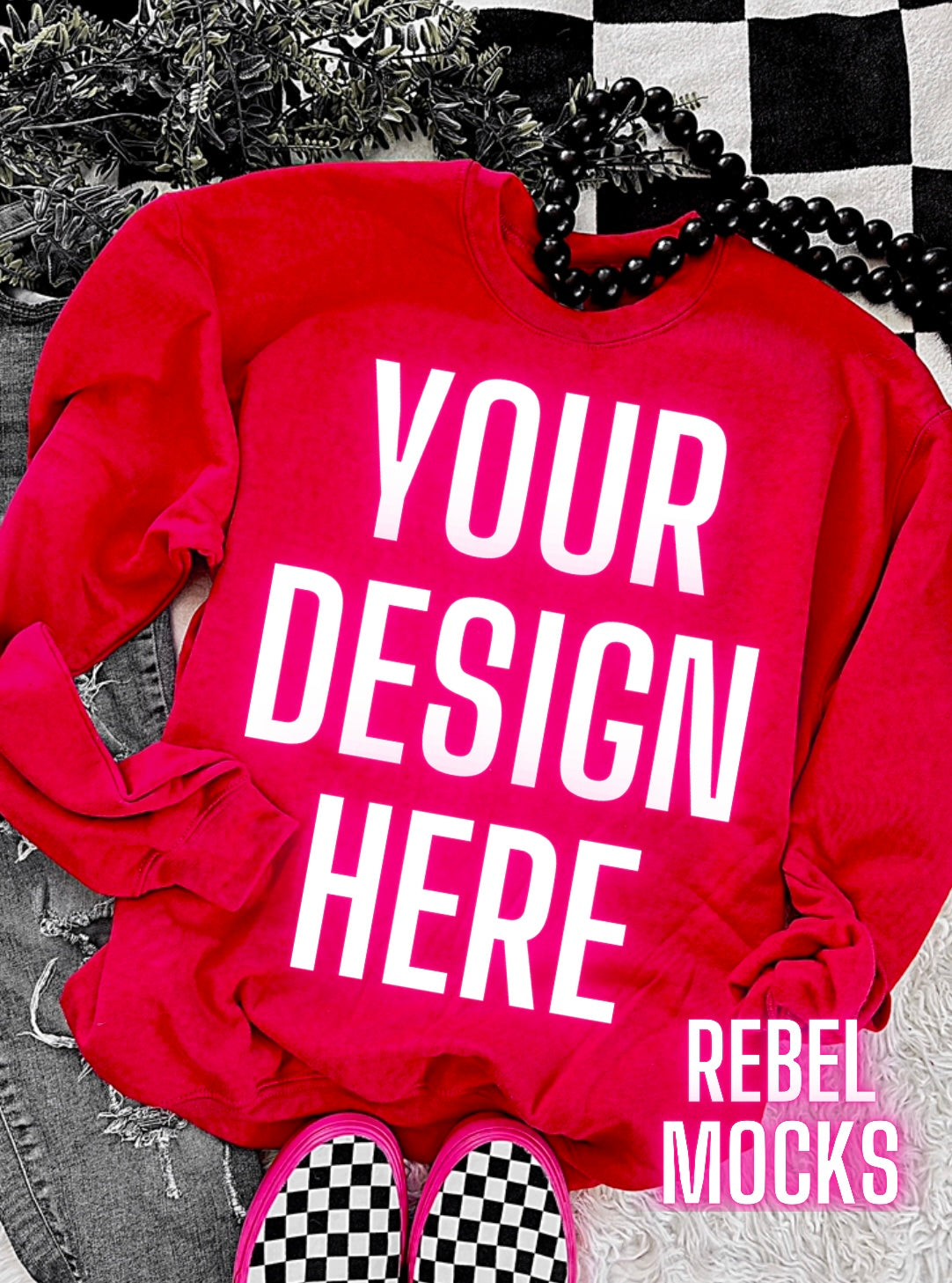 Red Flat Lay Mock Up TRENDING