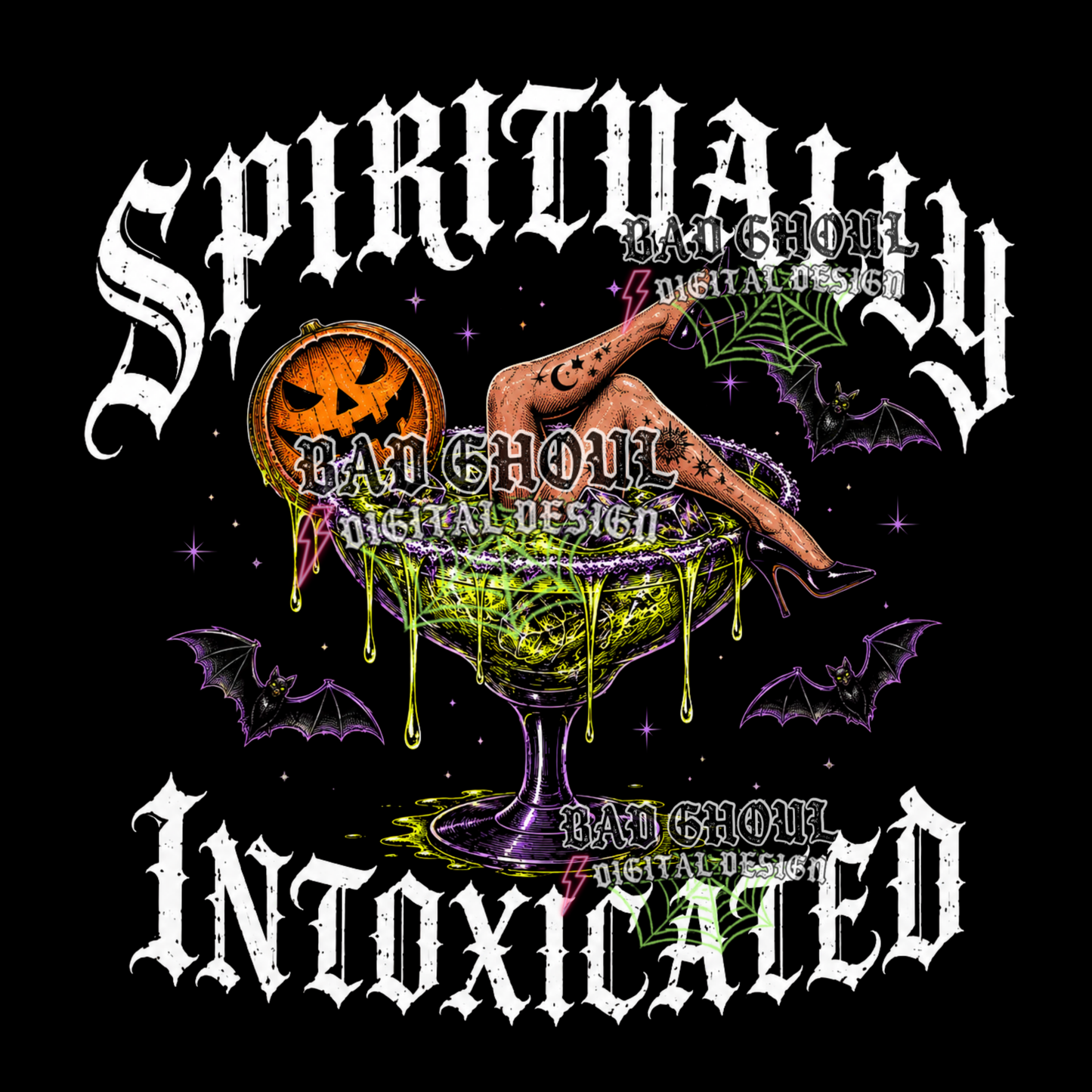 Spiritually intoxicated | PNG DOWNLOAD | Black Fabric Only