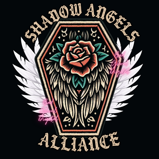 FAUX Embroidery Shadow Angels Alliance PNG DTF