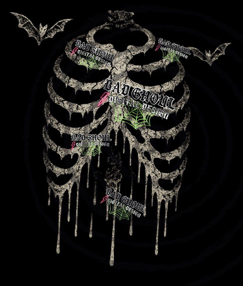 Batty Ribcage Black Fab PNG DOWNLOAD