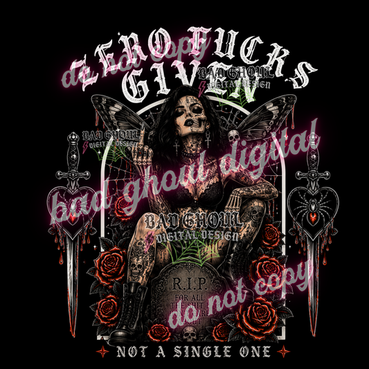 Zero fucks given | PNG DOWNLOAD BLACK FAB ONLY