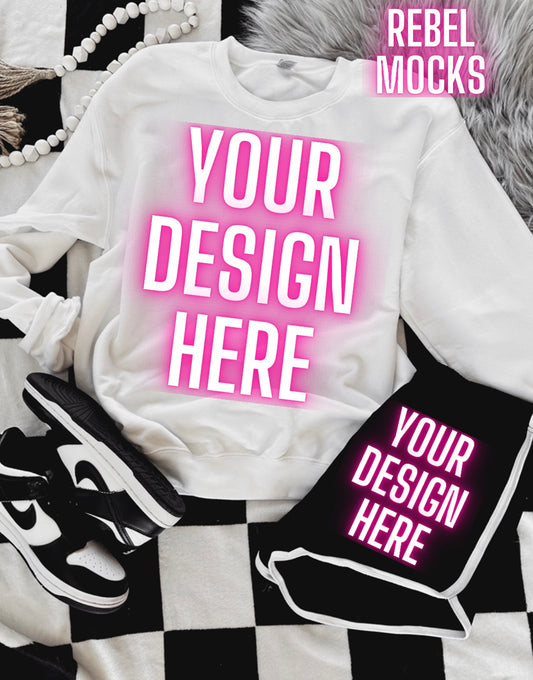 White Crewneck Sweatshirt Trendy Mock Up