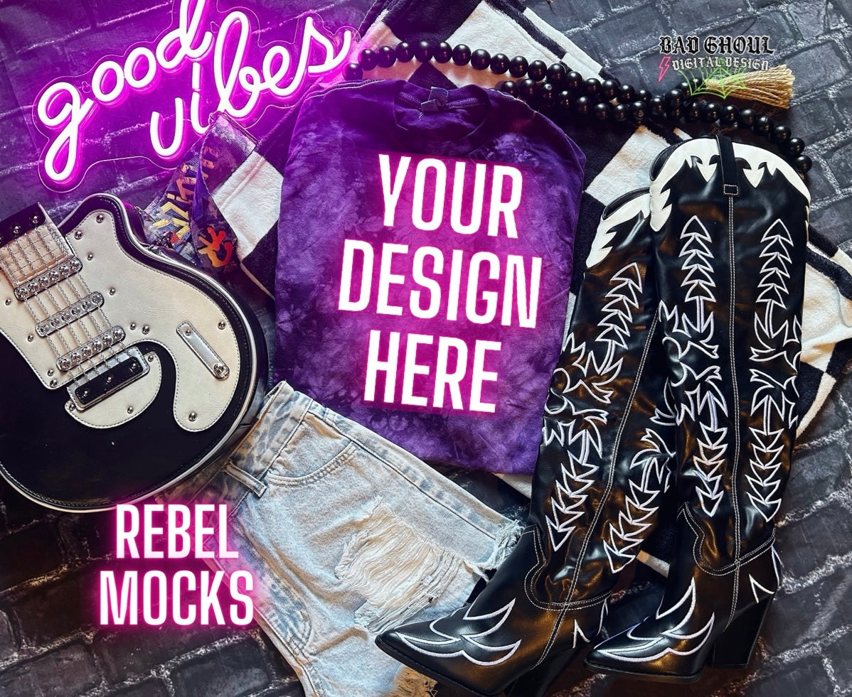 Purple Dyenomite Flat Lay Trendy Mock Up EDGY