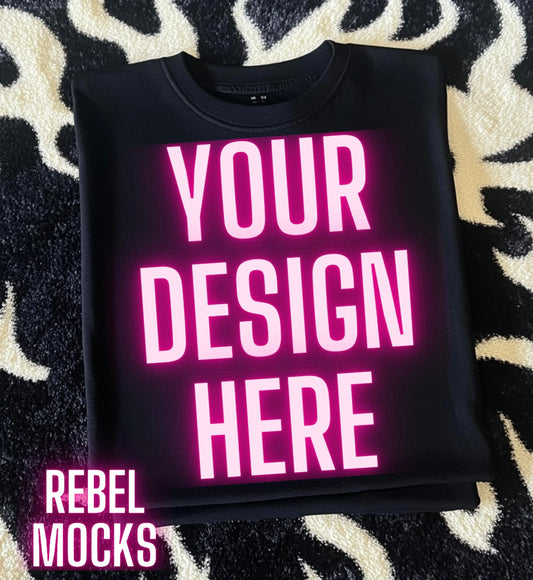 Black Tee Flat Lay Mock Up Boujee Western Yallternative