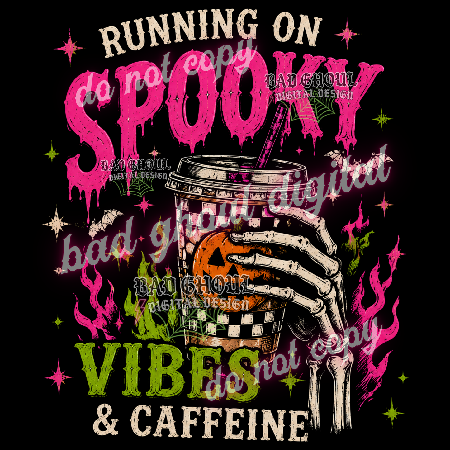 Running on spooky vibes & caffeine | PNG DOWNLOAD BLACK FAB ONLY