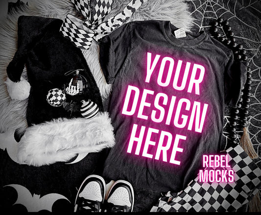Creepmas black Tee Edgy Flat Lay Mock UP