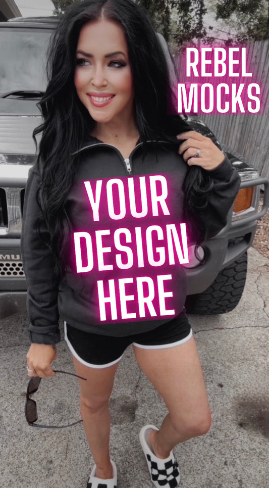 Jerzee Black 1/4 Zip Sweatshirt EDGY Model Mock Up