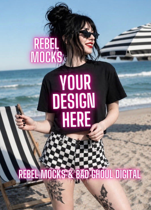 Black Tee|Edgy Alternative Summer Mock Up