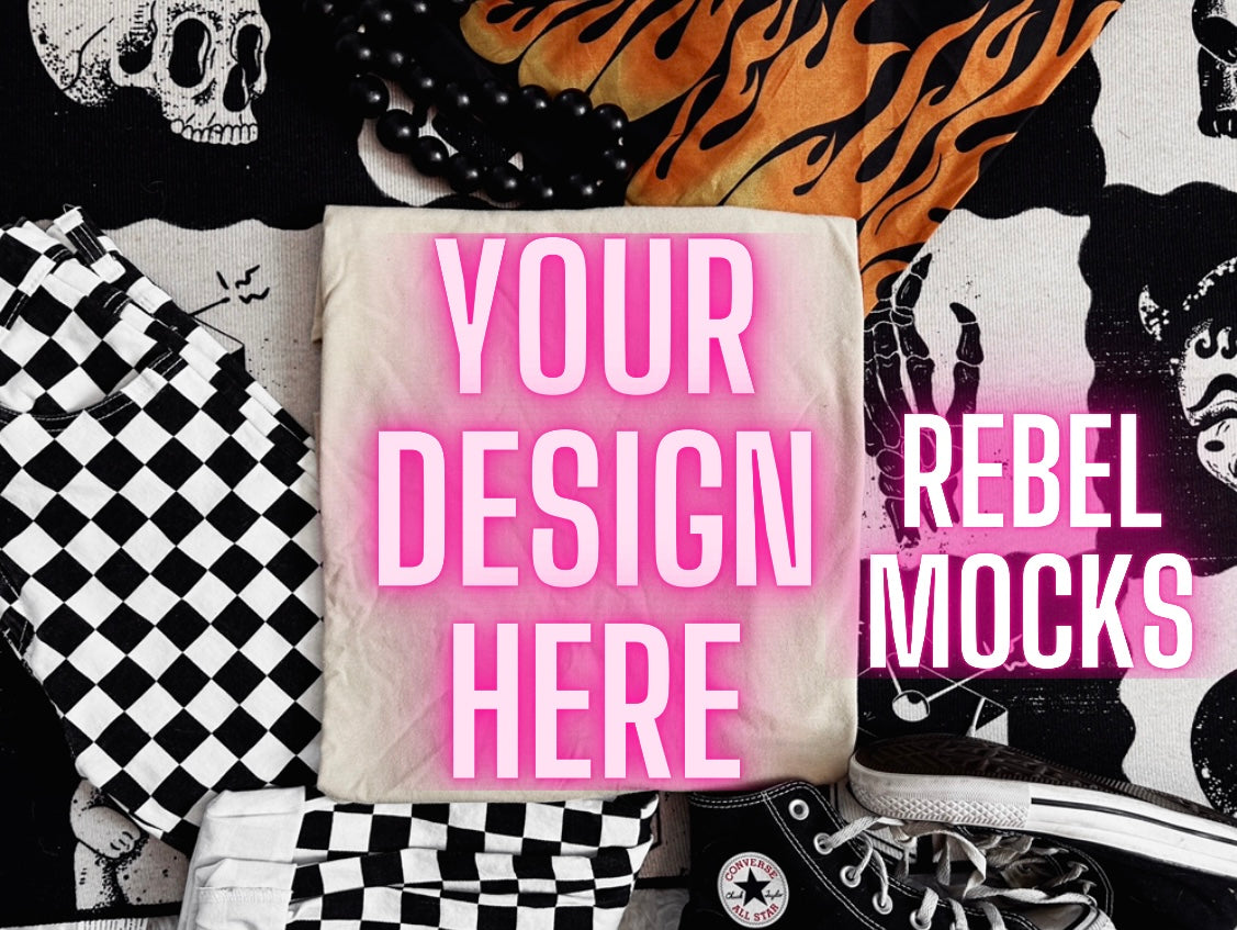 Sand Edgy Alt Trendy Mock Up Flat Lay