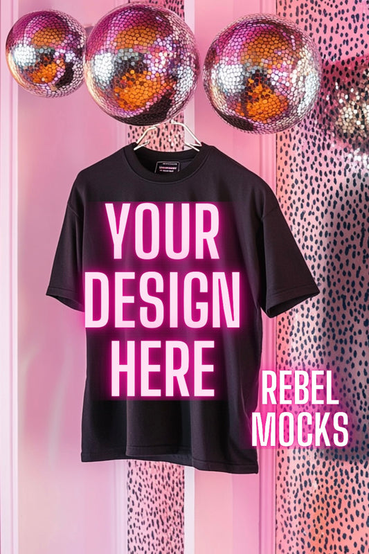 Black Tee Trendy Flat Lay Mock Up