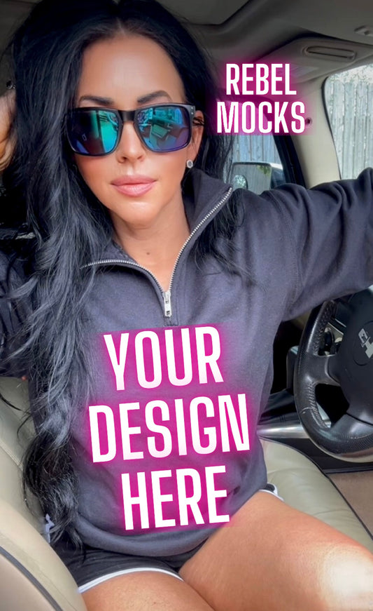 Jerzee Black 1/4 Zip Sweatshirt Model Mock Up