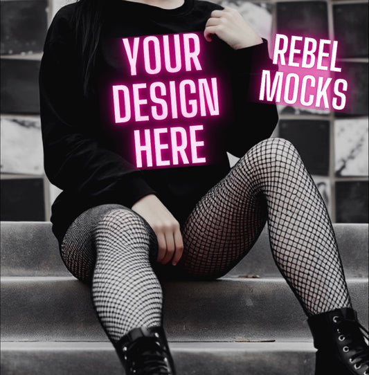 Black Crew Neck Sweatshirt Alternative Model  Mock Up