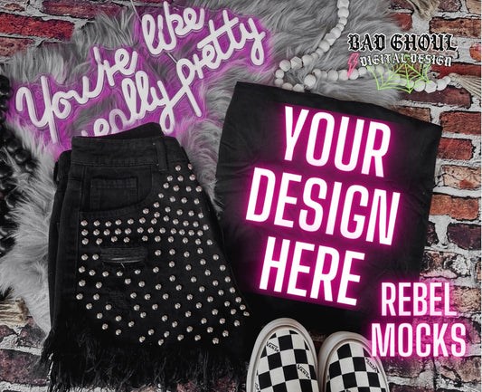 EDGY AF Vibes Black Tee Flat Lay Mock Up