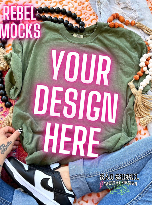 CC hemp Tee Boho Vibes TRENDING Flat Lay Mock up