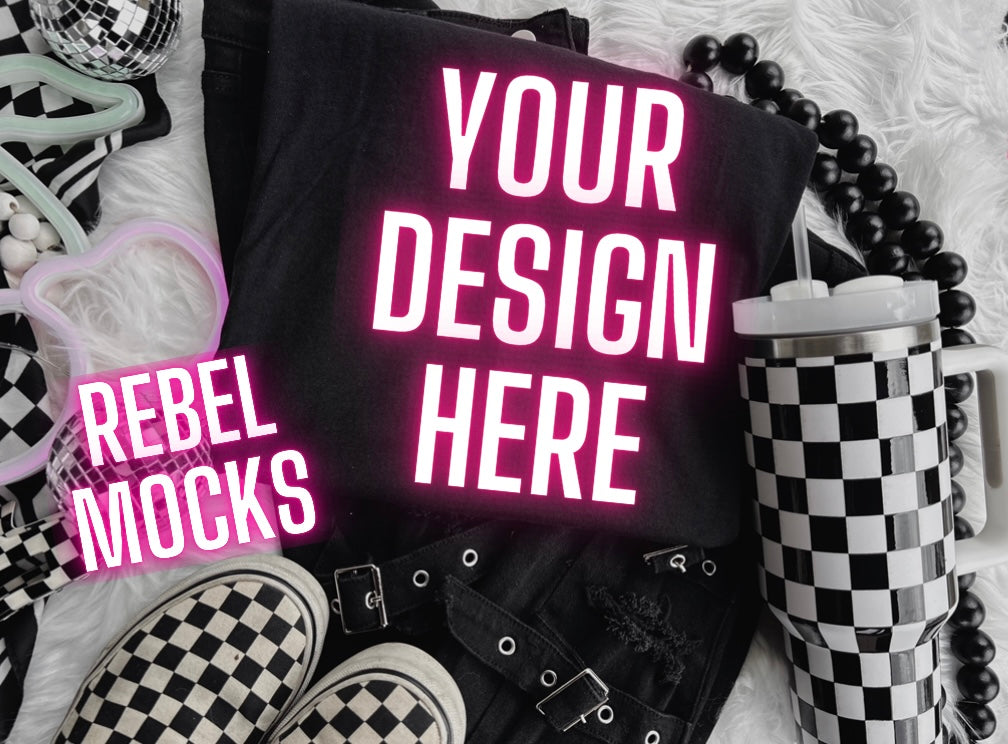 Black Alt Emo Grunge Goth Spooky Flat Lay Trending Mock Up