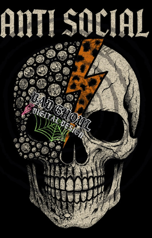 Anti Social Faux Rhinestone Skelly PNG DOWNLOAD Black Fab Only