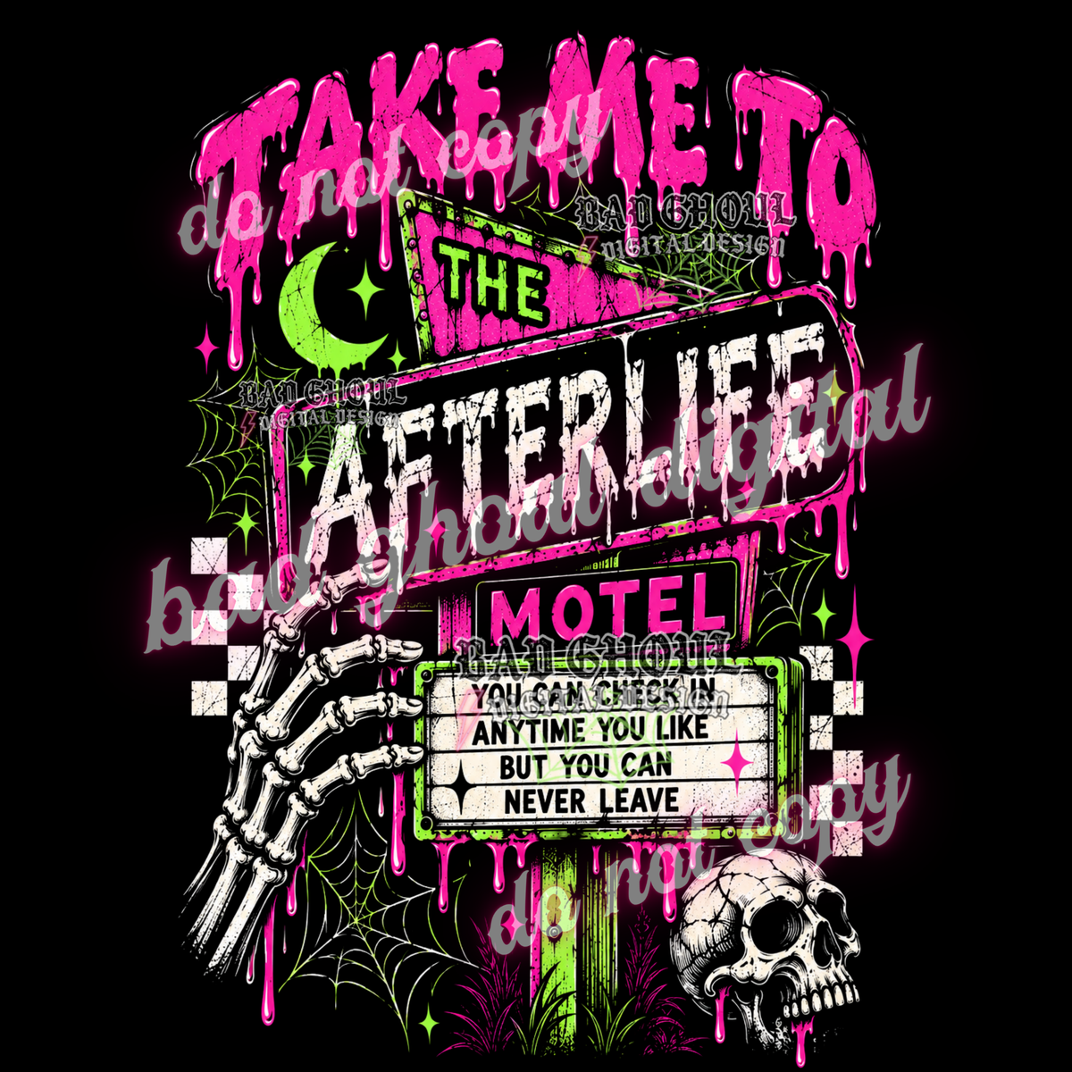 Take me to the Afterlife Motel | PNG DOWNLOAD BLACK FAB ONLY