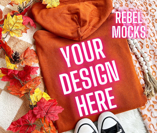 Back Jerzee Texas Orange Hoodie Fall Flat Lay Mock Up TRENDING