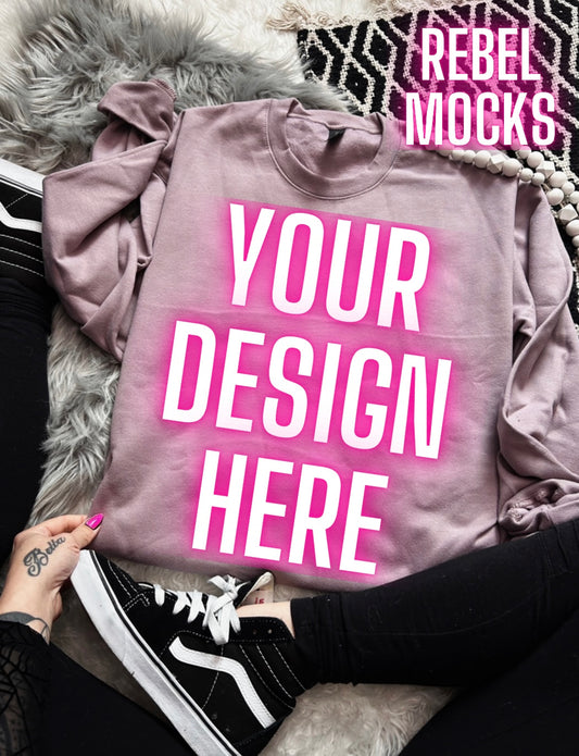 Gildan Softstyle Paragon Crewneck Sweatshirt Flat Lay Mock UP