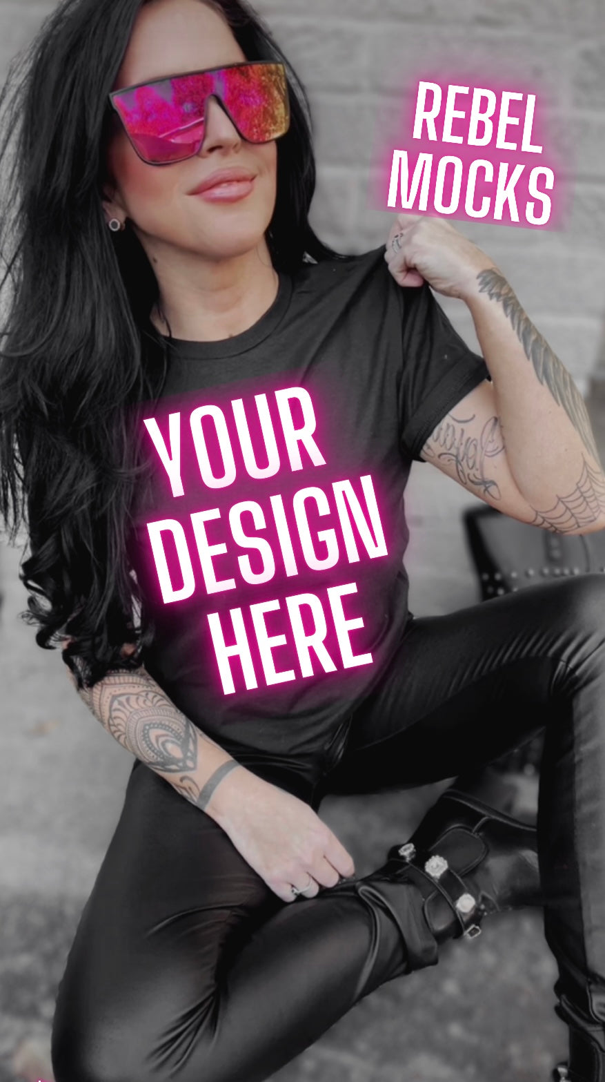 Edgy Black Tee Model Alt Vibes Mock Up