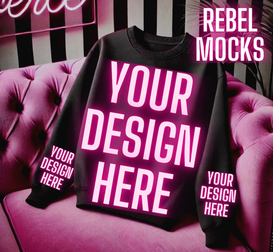 Black Crew Neck Sweatshirt Alternative Flat Lay Mock Up